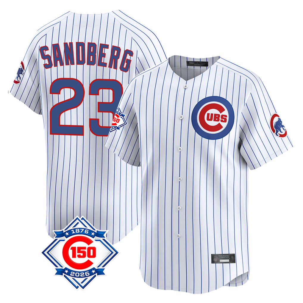 Arlishia C.Cubs #23 Ryne Sandberg Player White 150th Anniversary Limited Home Game Stitched Jerseys