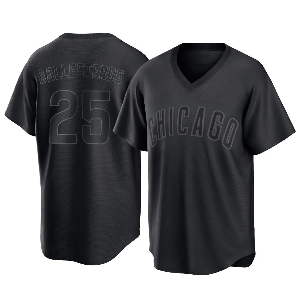 Arlishia C.Cubs #25 Mois¨¦s Ballesteros Player Black T-shirt Home Game Stitched Jerseys