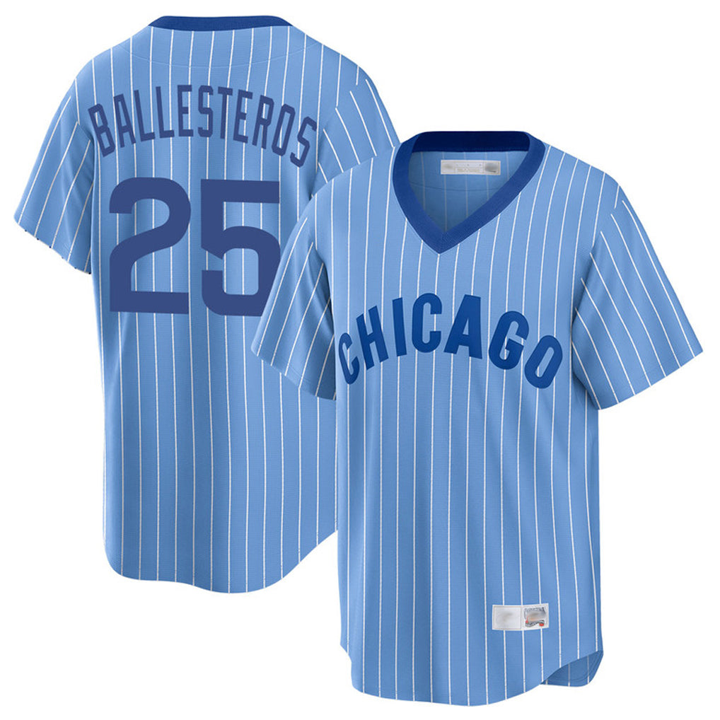 Arlishia C.Cubs #25 Mois¨¦s Ballesteros Player Blue T-shirt Cooperstown Collection Limited Stitched Jerseys