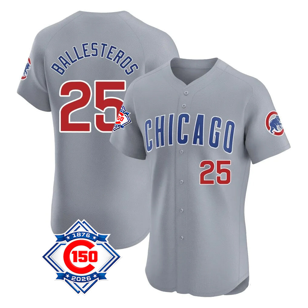 Arlishia C.Cubs #25 Mois¨¦s Ballesteros Player Gray Road 150th Anniversary Limited Elite Home Stitched Jerseys