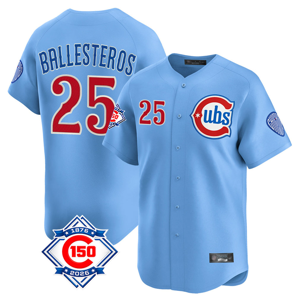 Arlishia C.Cubs #25 Mois¨¦s Ballesteros Player Light Blue 150th Anniversary Limited Home Stitched Jerseys