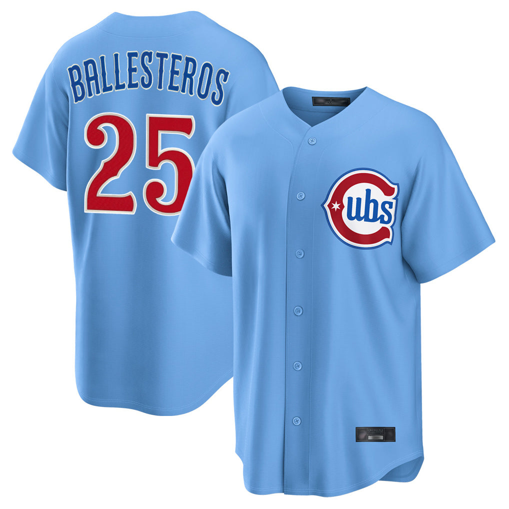 Arlishia C.Cubs #25 Mois¨¦s Ballesteros Player Light Blue Home Game Stitched Jerseys