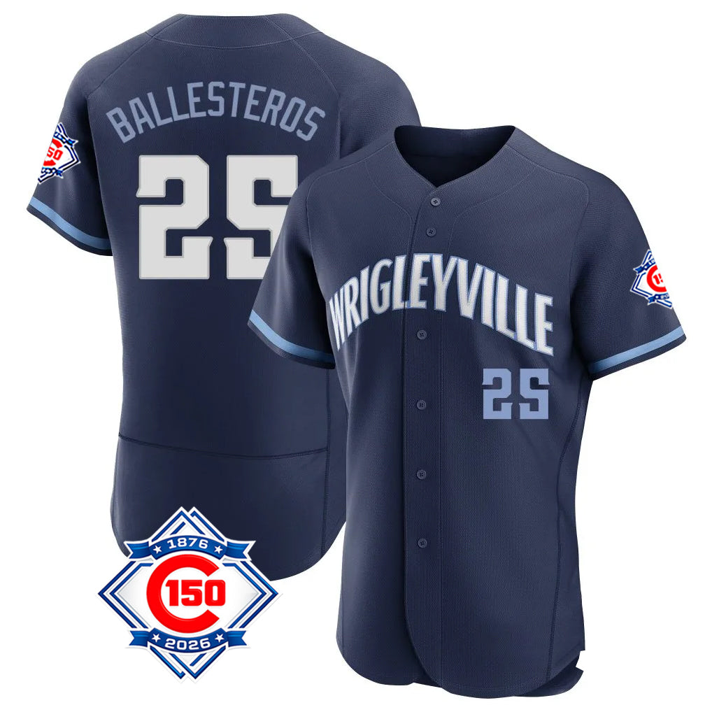 Arlishia C.Cubs #25 Mois¨¦s Ballesteros Player Navy City Connect 150th Anniversary Limited Elite Home Stitched Jerseys