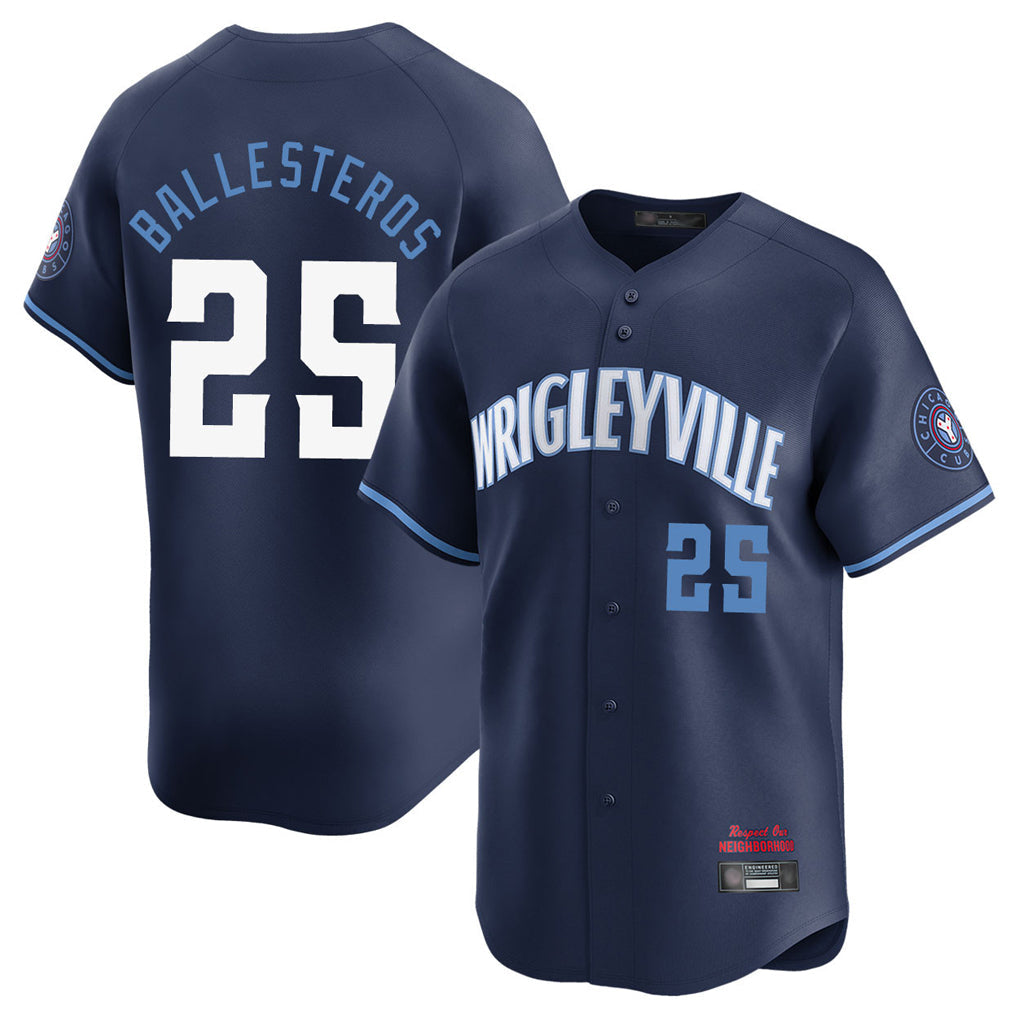 Arlishia C.Cubs #25 Mois¨¦s Ballesteros Player Navy City Connect Limited Home Stitched Jerseys