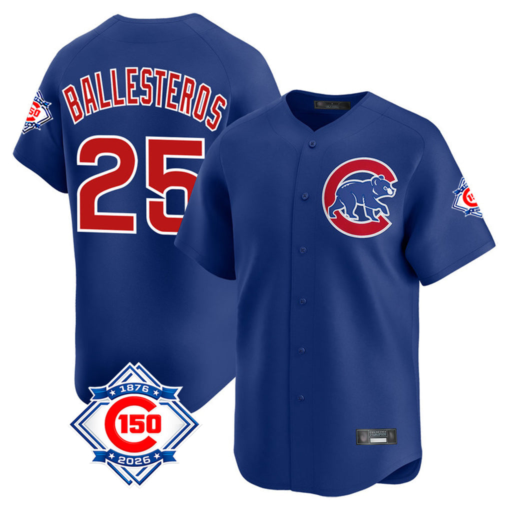 Arlishia C.Cubs #25 Mois¨¦s Ballesteros Player Royal 150th Anniversary Limited Home Stitched Jerseys