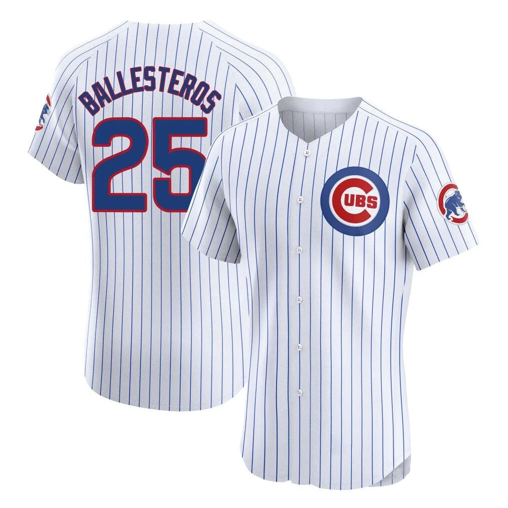Arlishia C.Cubs #25 Mois¨¦s Ballesteros Player White Limited Elite Home Game Stitched Jerseys