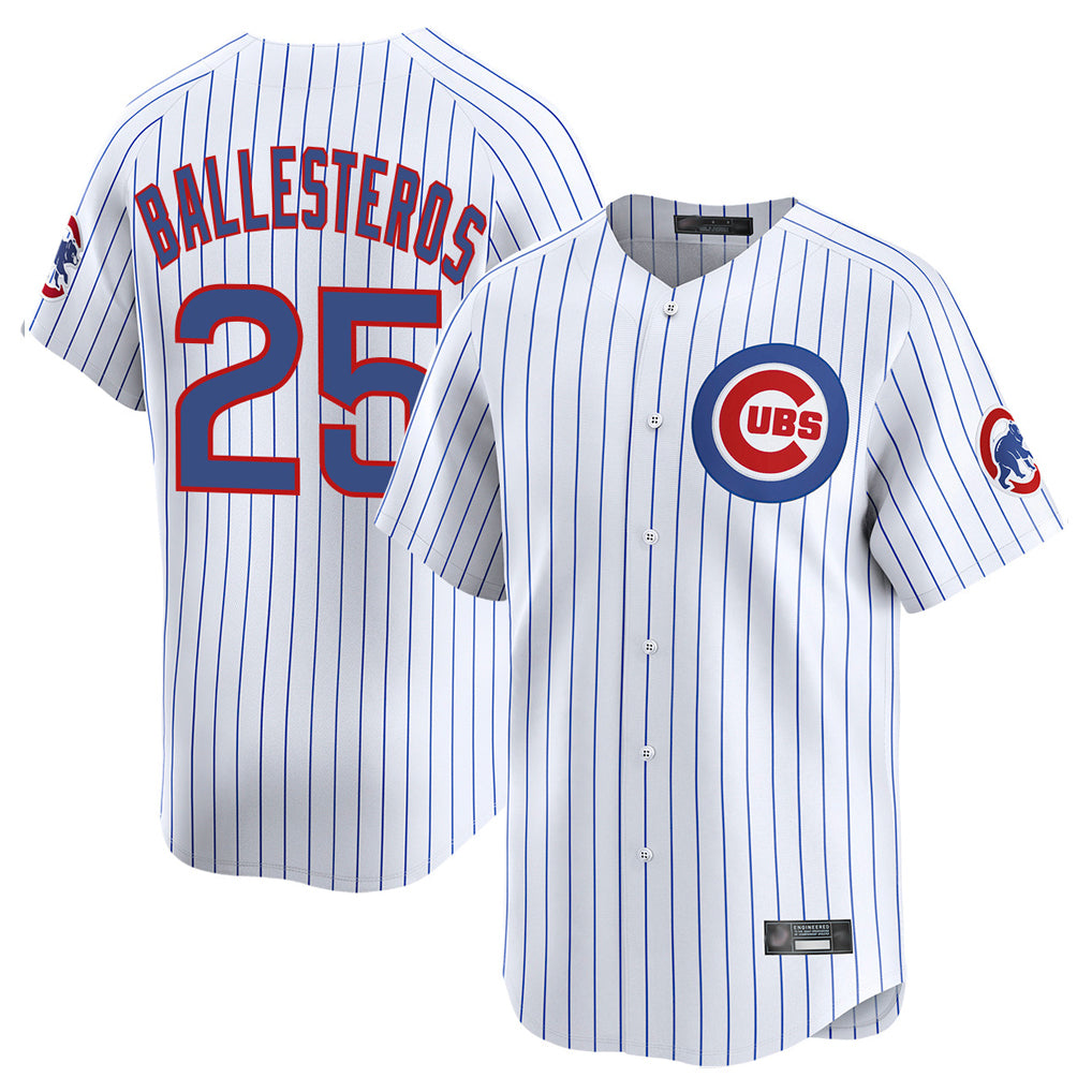 Arlishia C.Cubs #25 Mois¨¦s Ballesteros Player White Limited Home Game Stitched Jerseys
