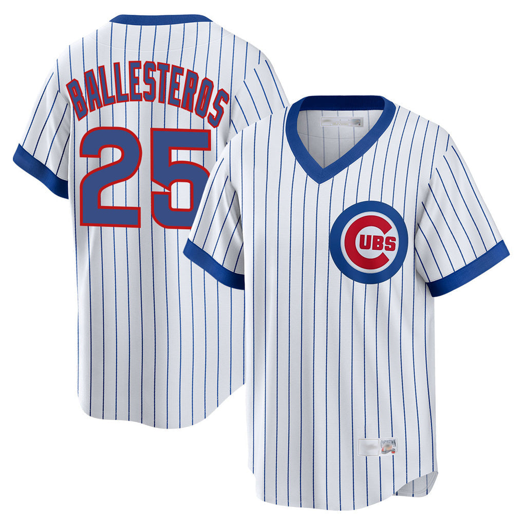 Arlishia C.Cubs #25 Mois¨¦s Ballesteros Player White T-shirt Cooperstown Collection Limited Stitched Jerseys