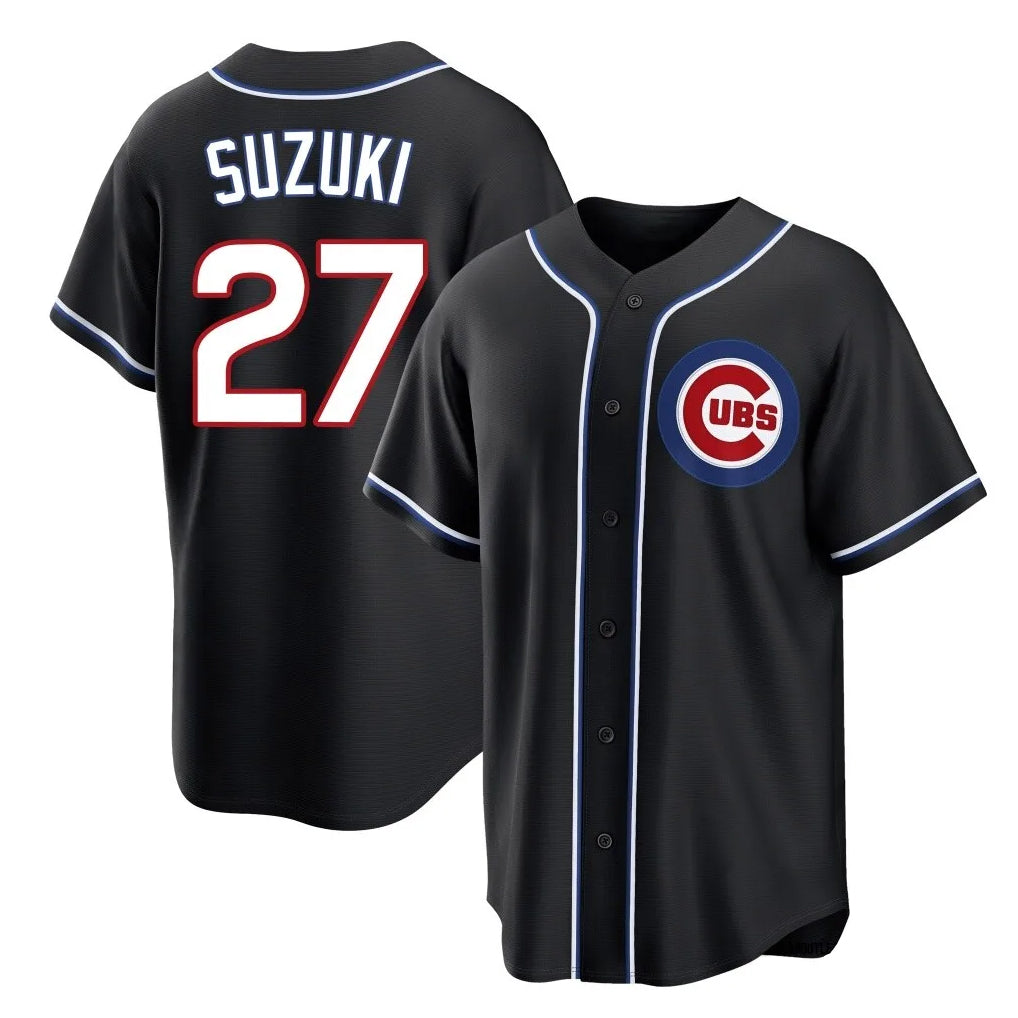 Arlishia C.Cubs #27 Seiya Suzuki Player Black Fashion Out Game Stitched Jerseys