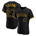 Arlishia C.Cubs #27 Seiya Suzuki Player Black Snake Skin City Limited Elite Home Game Stitched Jerseys