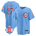 Arlishia C.Cubs #27 Seiya Suzuki Player Light Blue 150th Anniversary Home Game Stitched Jerseys