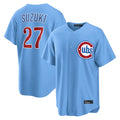 Arlishia C.Cubs #27 Seiya Suzuki Player Light Blue Home Game Stitched Jerseys