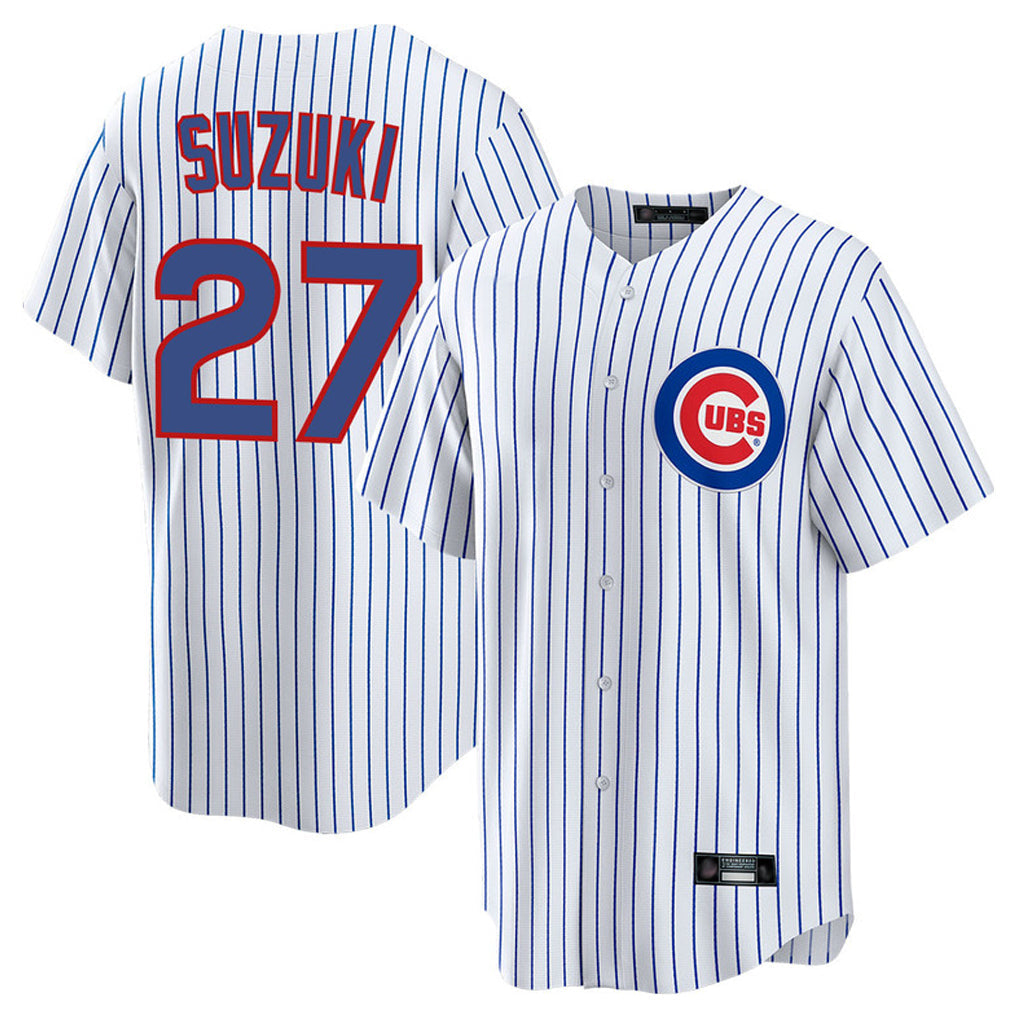 Arlishia C.Cubs #27 Seiya Suzuki Player White Game Home Stitched Jerseys
