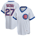Arlishia C.Cubs #27 Seiya Suzuki Player White T-shirt Cooperstown Collection Limited Stitched Jerseys