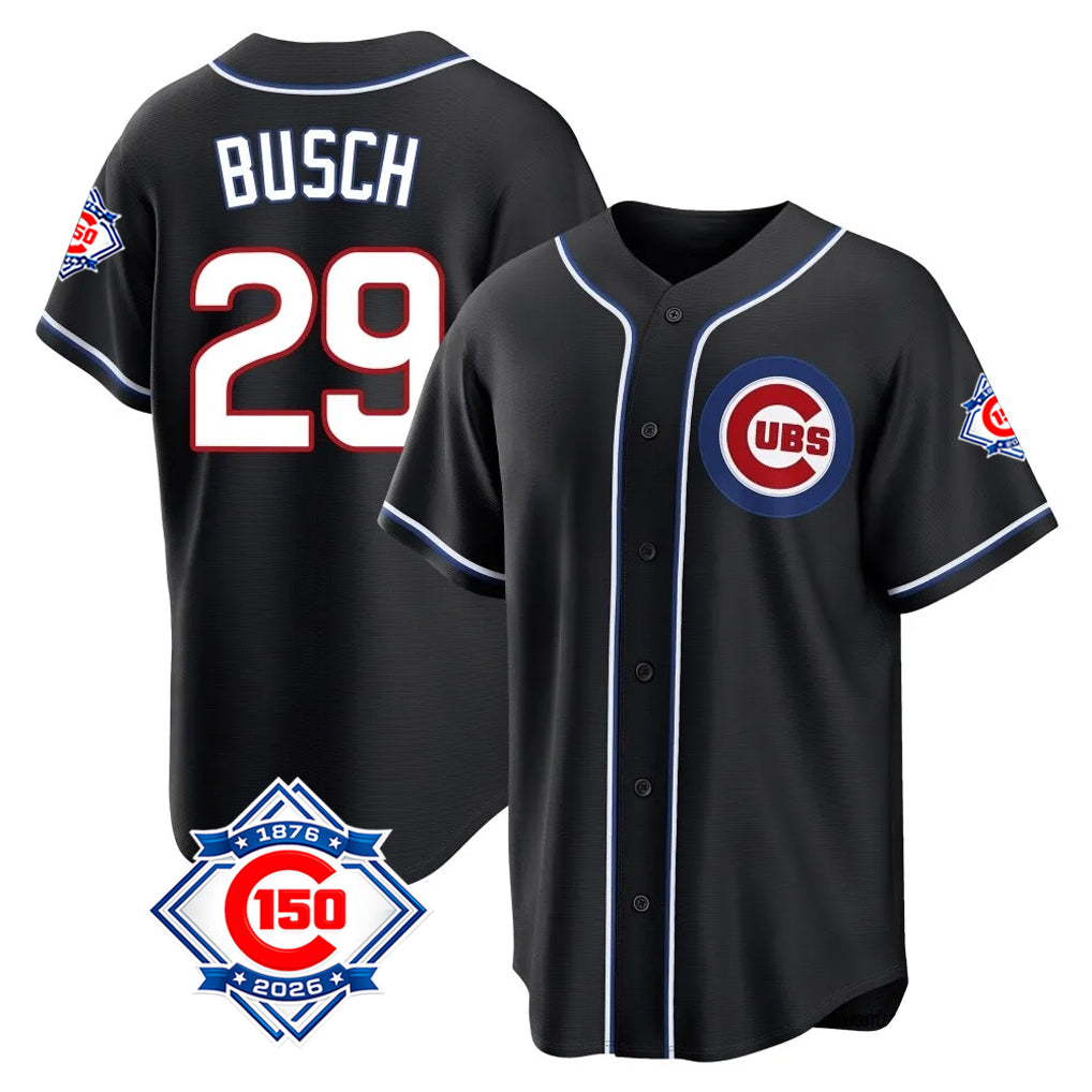 Arlishia C.Cubs #29 Michael Busch Player Black Fashion Out Game Stitched Jerseys