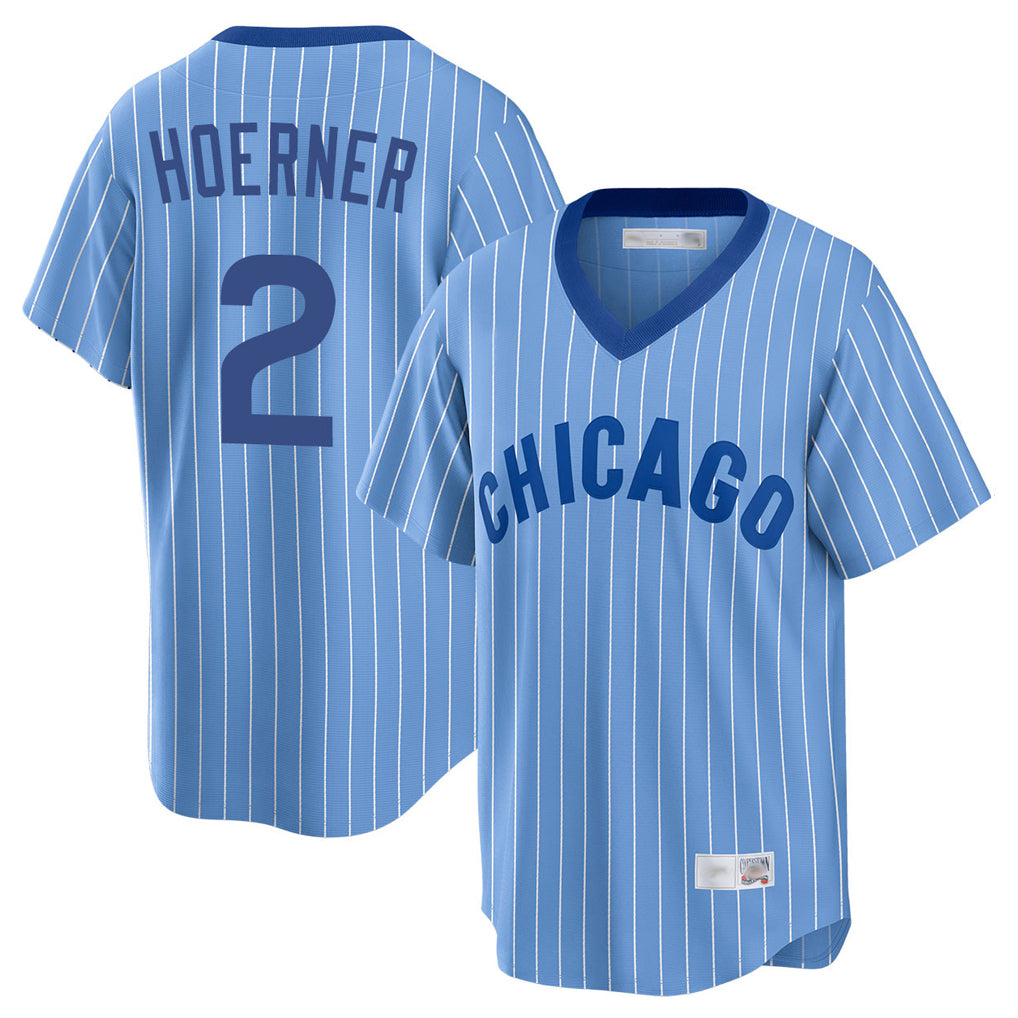 Arlishia C.Cubs #2 Nico Hoerner Player Blue T-shirt Cooperstown Collection Limited Stitched Jerseys
