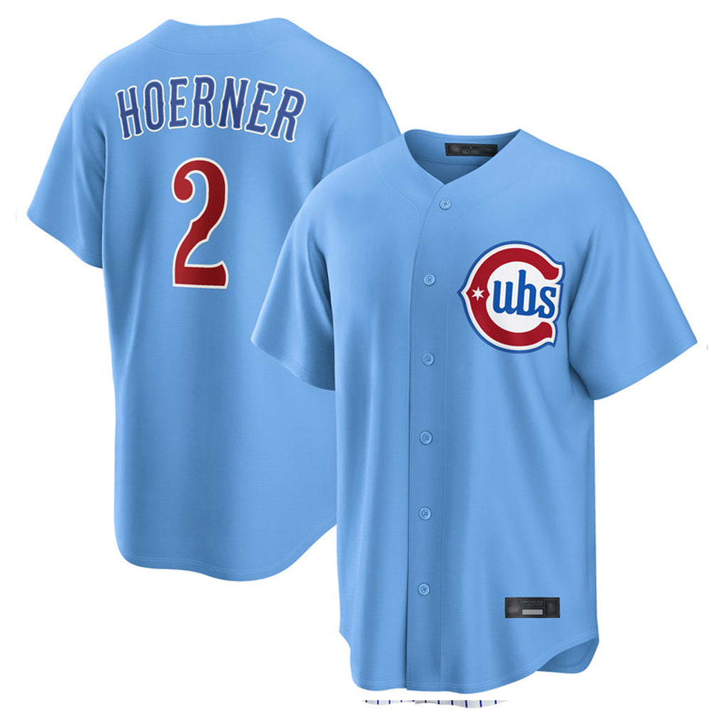 Arlishia C.Cubs #2 Nico Hoerner Player Light Blue Home Game Stitched Jerseys