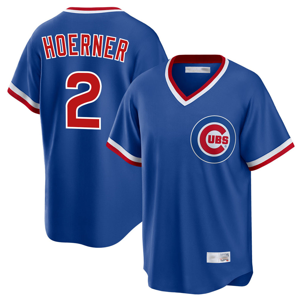 Arlishia C.Cubs #2 Nico Hoerner Player Royal T-shirt Cooperstown Collection Limited Stitched Jerseys