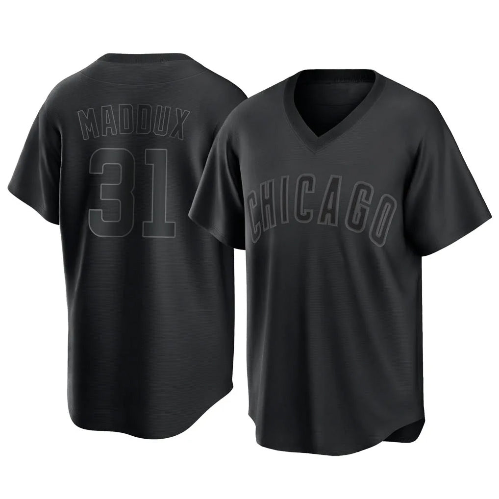 Arlishia C.Cubs #31 Greg Maddux Player Black T-shirt Home Game Stitched Jerseys