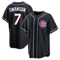 Arlishia C.Cubs #7 Dansby Swanson Player Black Fashion Out Game Stitched Jerseys