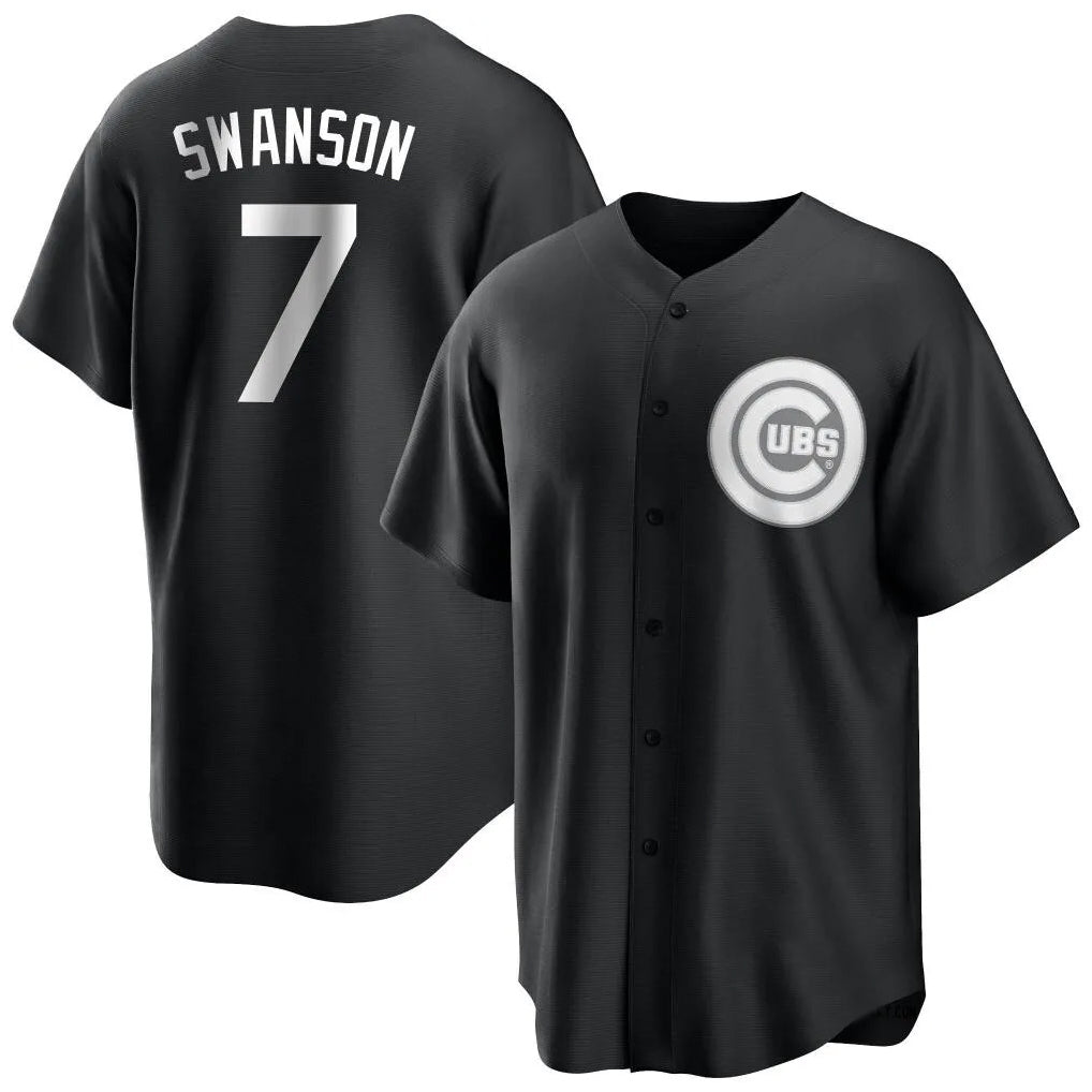 Arlishia C.Cubs #7 Dansby Swanson Player Black Game Stitched Jerseys