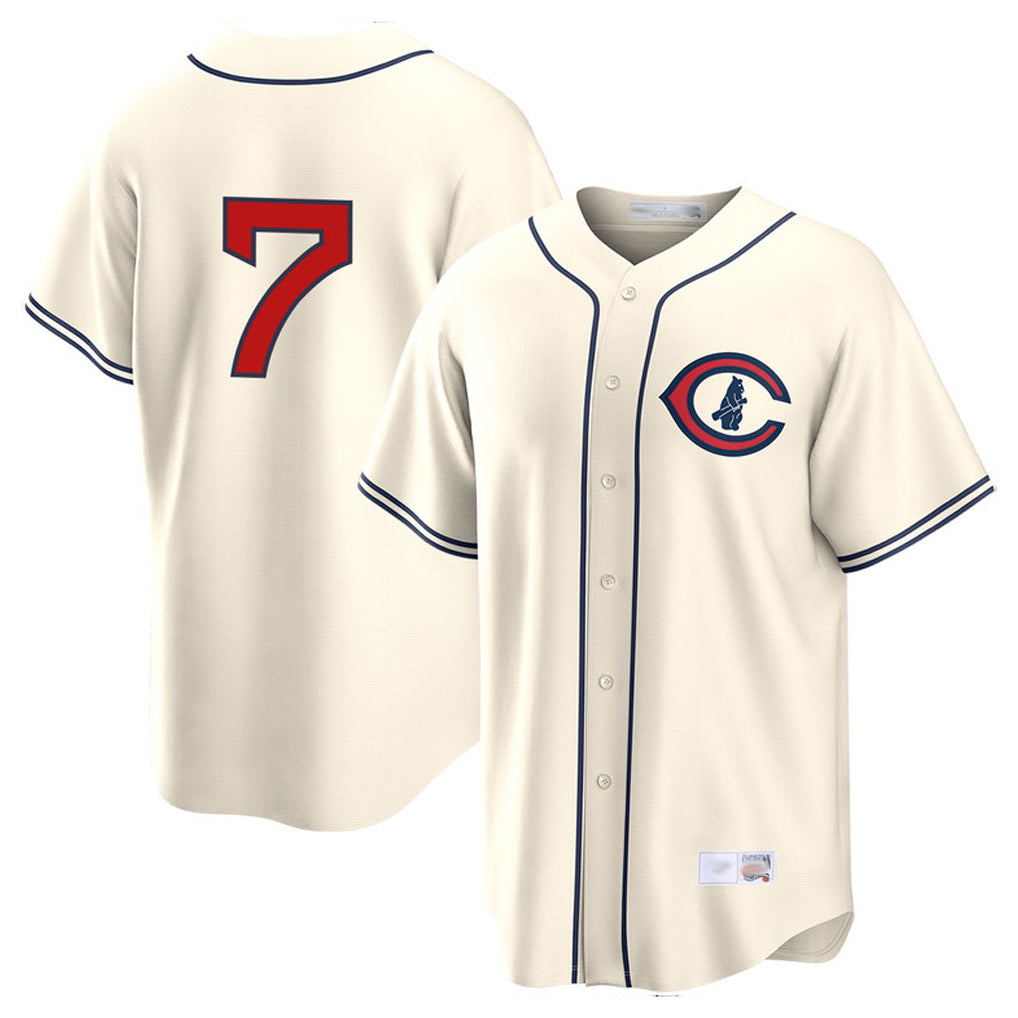 Arlishia C.Cubs #7 Dansby Swanson Player Cream Field of Dreams Home Game Stitched Jerseys