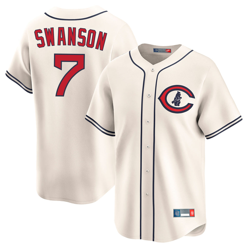 Arlishia C.Cubs #7 Dansby Swanson Player Cream Field of Dreams Limited Home Game Stitched Jerseys