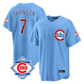 Arlishia C.Cubs #7 Dansby Swanson Player Light Blue 150th Anniversary Home Game Stitched Jerseys