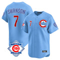 Arlishia C.Cubs #7 Dansby Swanson Player Light Blue 150th Anniversary Limited Home Stitched Jerseys
