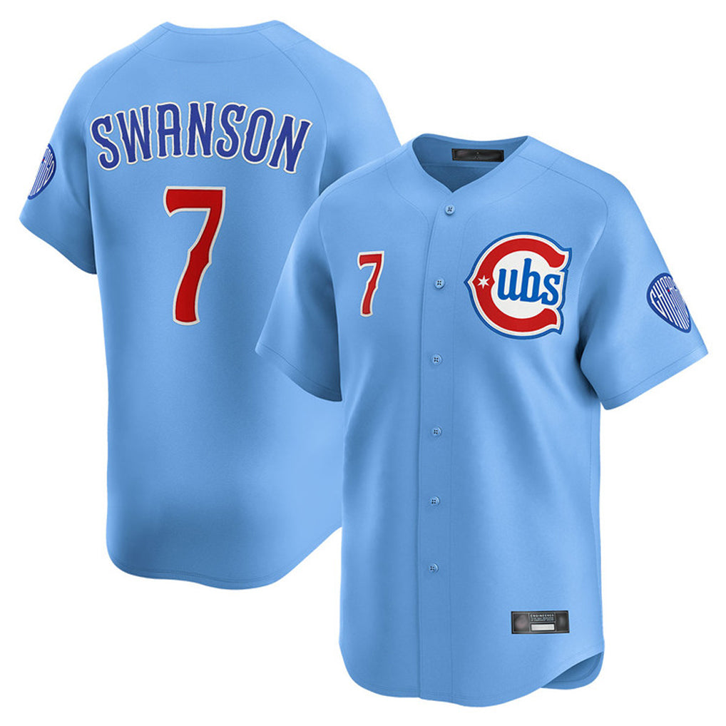 Arlishia C.Cubs #7 Dansby Swanson Player Light Blue Limited Home Stitched Jerseys