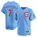 Arlishia C.Cubs #7 Dansby Swanson Player Light Blue Limited Home Stitched Jerseys