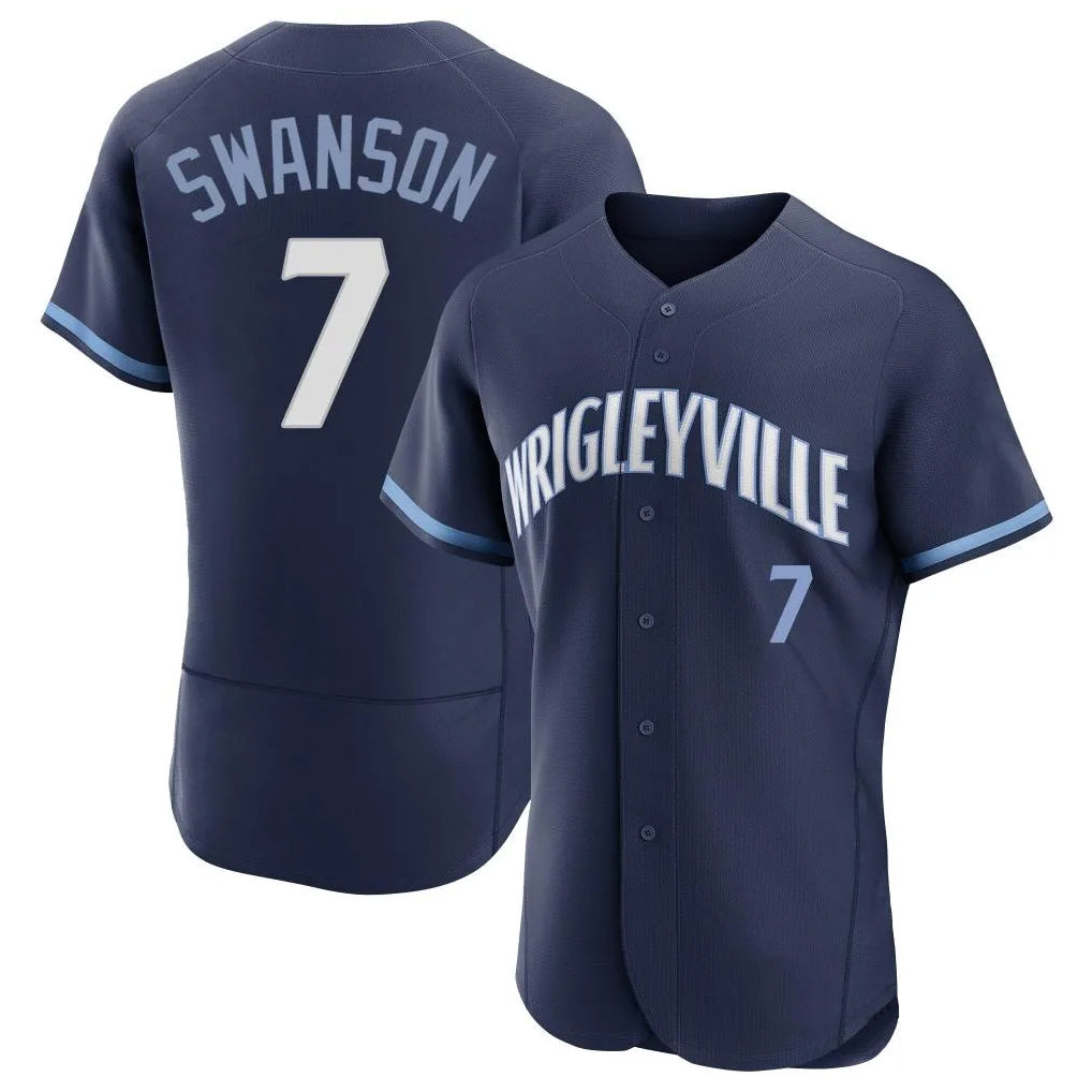 Arlishia C.Cubs #7 Dansby Swanson Player Navy City Connect Limited Elite Home Stitched Jerseys