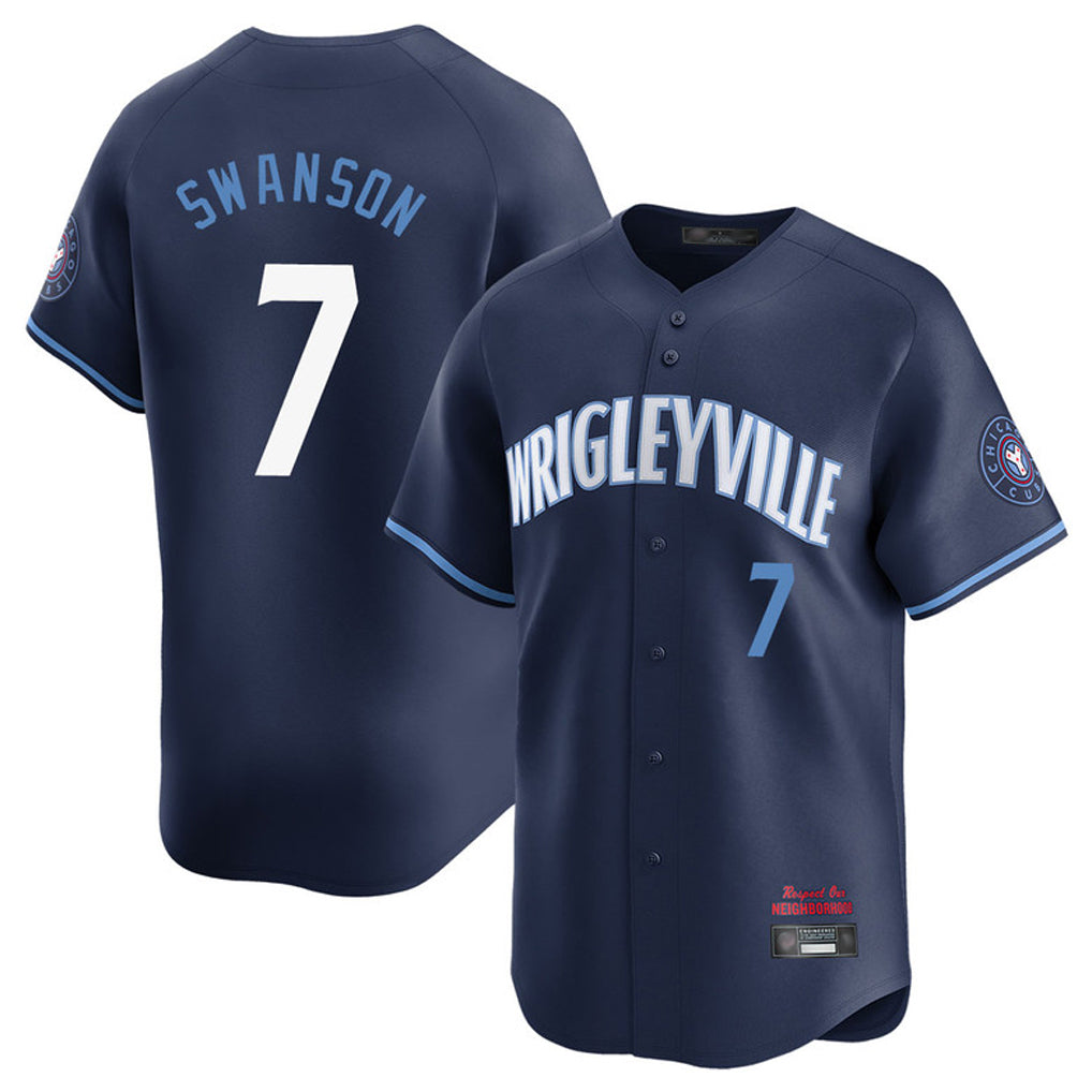 Arlishia C.Cubs #7 Dansby Swanson Player Navy City Connect Limited Home Stitched Jerseys