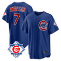 Arlishia C.Cubs #7 Dansby Swanson Player Royal 150th Anniversary Home Game Stitched Jerseys