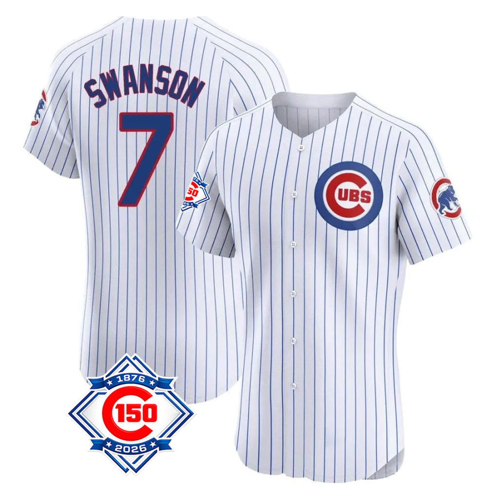Arlishia C.Cubs #7 Dansby Swanson Player White Limited Elite Home Game Stitched Jerseys