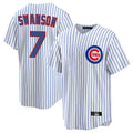 Arlishia C.Cubs #7 Dansby Swanson Player White Home Game Stitched Jerseys