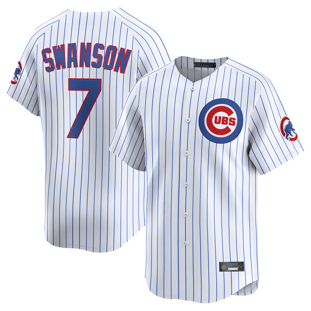 Arlishia C.Cubs #7 Dansby Swanson Player White Limited Home Game Stitched Jerseys