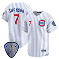 Arlishia C.Cubs #7 Dansby Swanson Player White Pinstripe Vapor Premier Limited Home Stitched Jerseys