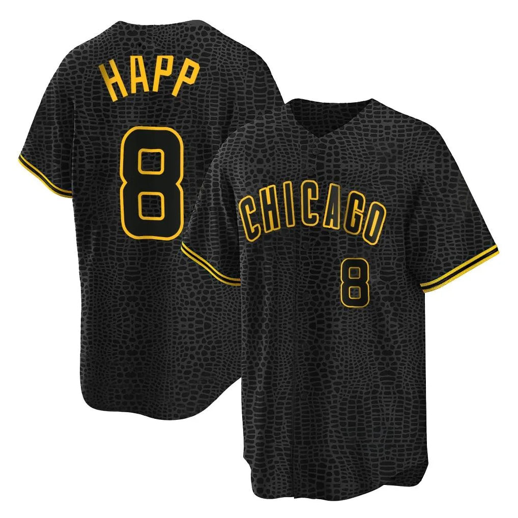 Arlishia C.Cubs #8 Ian Happ Player Black Snake Skin City Game Stitched Jerseys