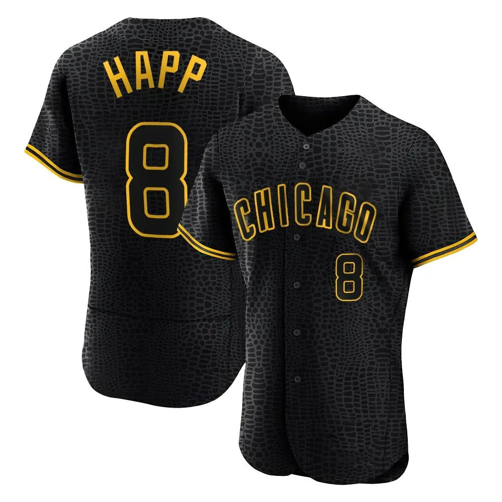 Arlishia C.Cubs #8 Ian Happ Player Black Snake Skin City Limited Elite Home Game Stitched Jerseys
