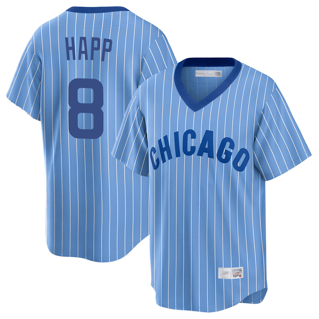 Arlishia C.Cubs #8 Ian Happ Player Blue T-shirt Cooperstown Collection Limited Stitched Jerseys