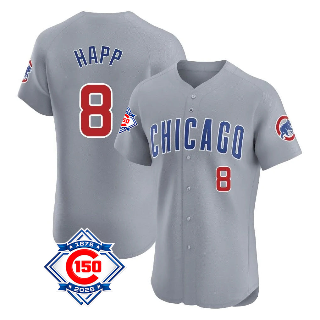 Arlishia C.Cubs #8 Ian Happ Player Gray Road 150th Anniversary Limited Elite Home Stitched Jerseys