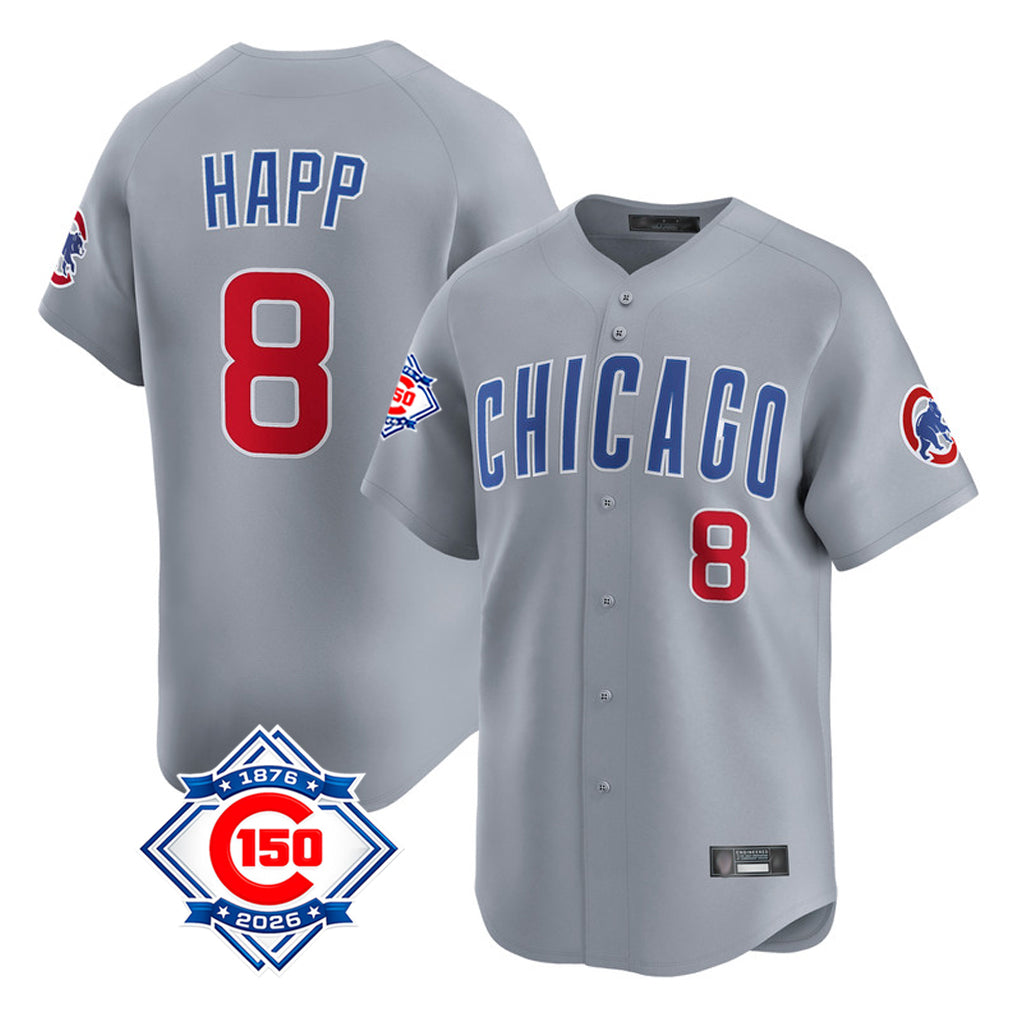 Arlishia C.Cubs #8 Ian Happ Player Gray Road 150th Anniversary Limited Home Stitched Jerseys