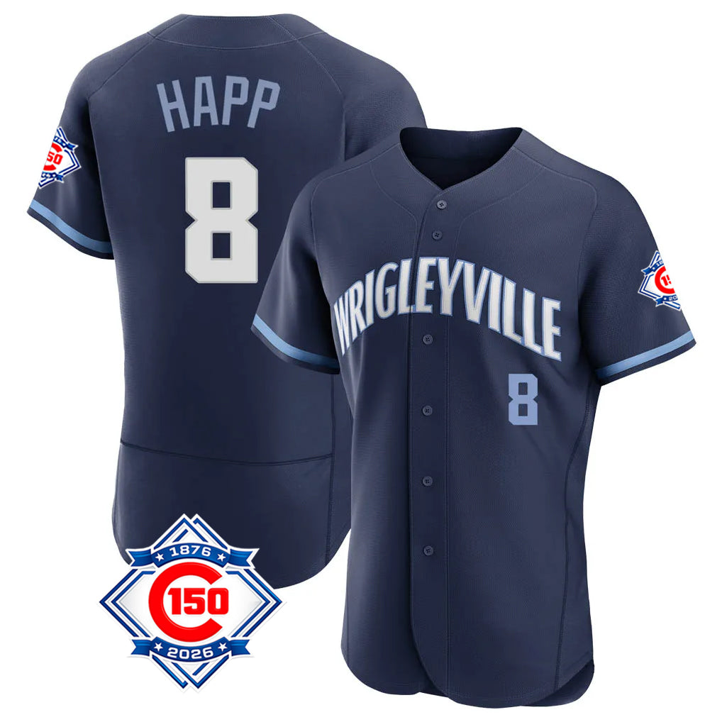 Arlishia C.Cubs #8 Ian Happ Player Navy City Connect 150th Anniversary Limited Elite Home Stitched Jerseys