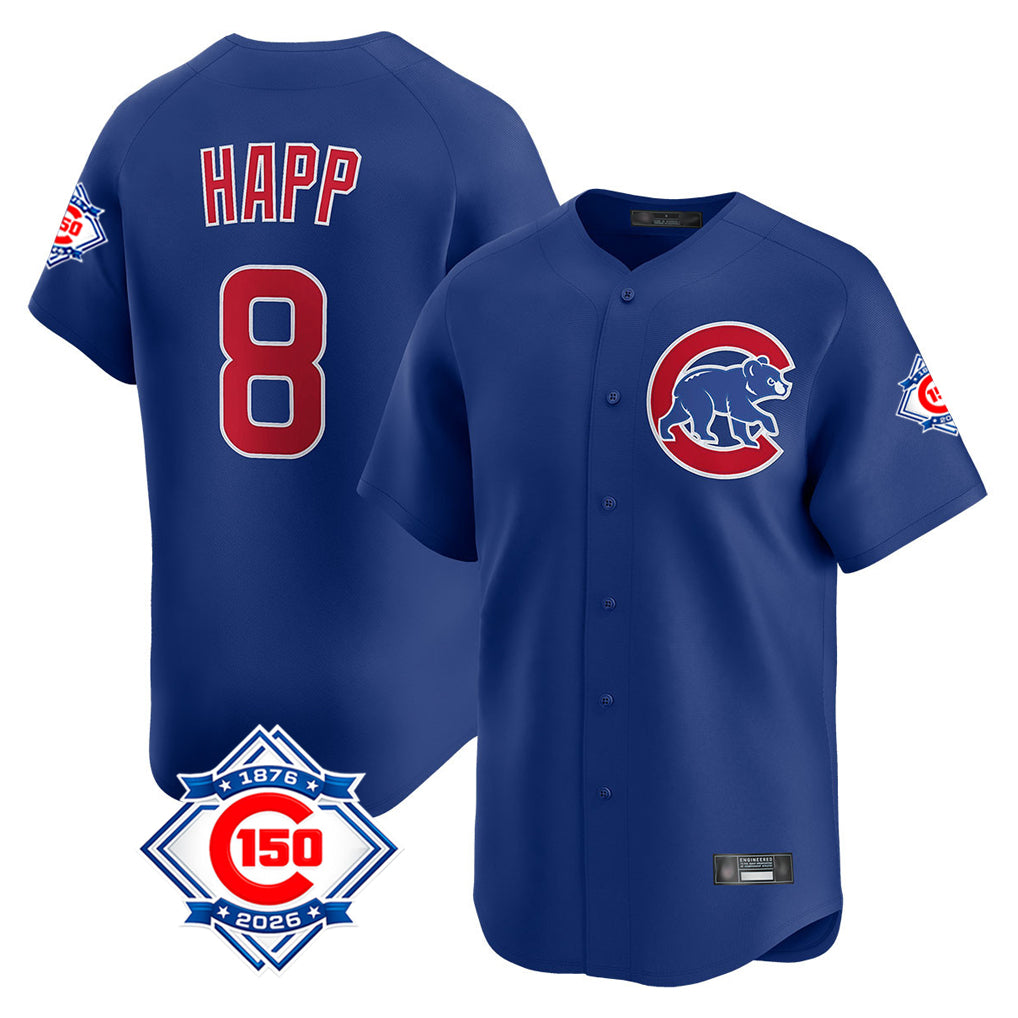 Arlishia C.Cubs #8 Ian Happ Player Royal 150th Anniversary Limited Home Stitched Jerseys