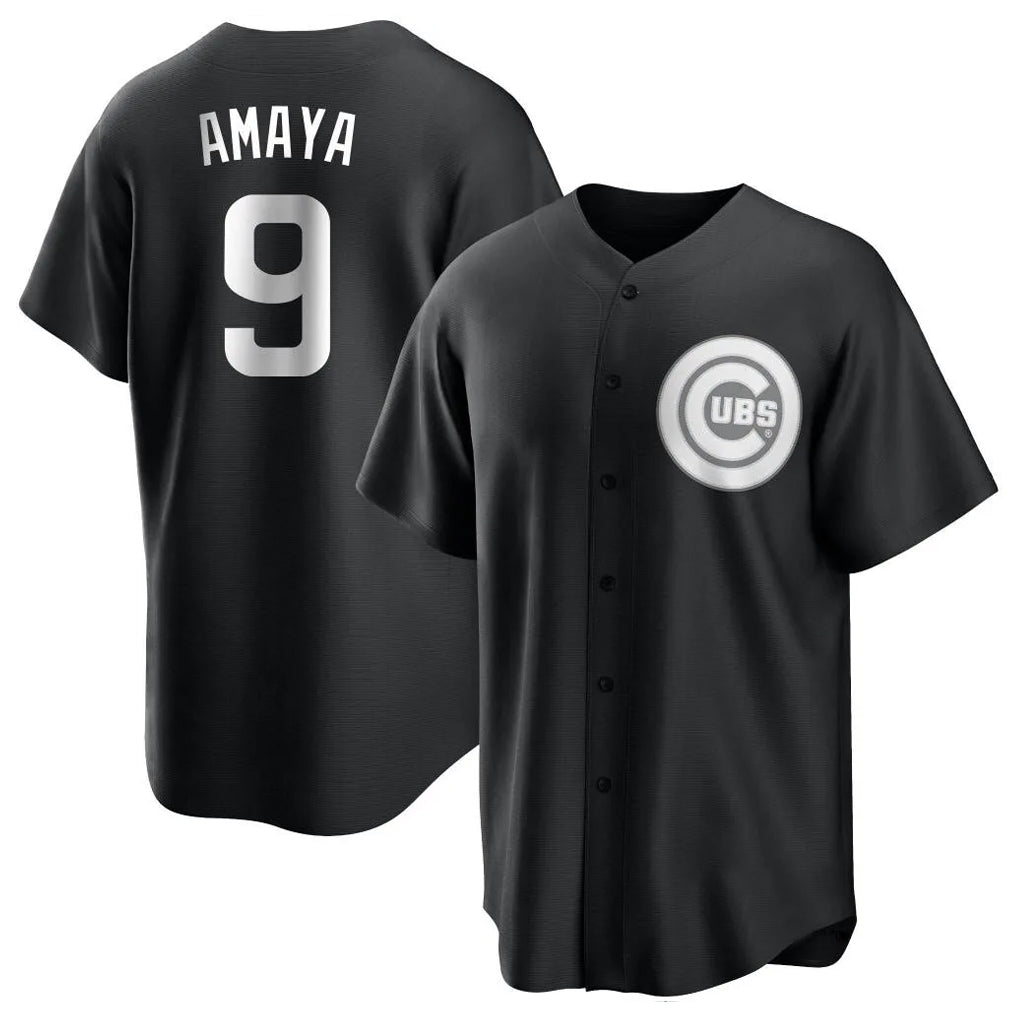 Arlishia C.Cubs #9 Miguel Amaya Player Black Game Stitched Jerseys