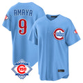 Arlishia C.Cubs #9 Miguel Amaya Player Light Blue 150th Anniversary Home Game Stitched Jerseys