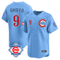 Arlishia C.Cubs #9 Miguel Amaya Player Light Blue 150th Anniversary Limited Home Stitched Jerseys
