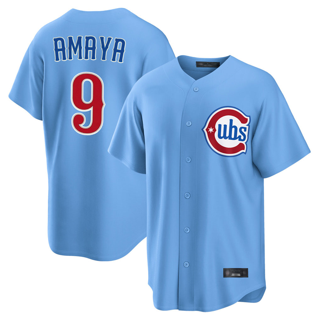 Arlishia C.Cubs #9 Miguel Amaya Player Light Blue Home Game Stitched Jerseys
