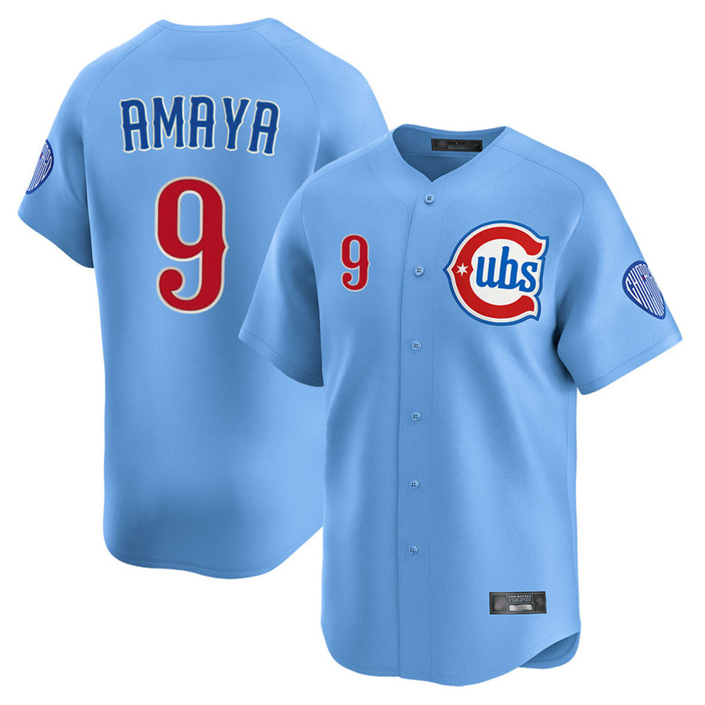 Arlishia C.Cubs #9 Miguel Amaya Player Light Blue Limited Home Stitched Jerseys